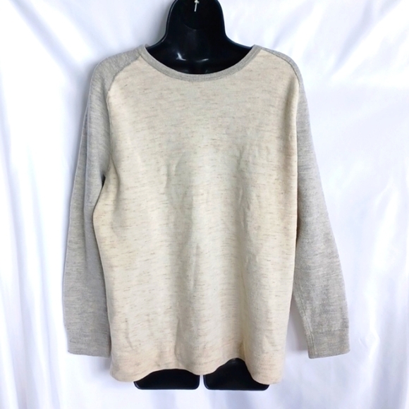 Vince Cream and Gray crewneck sweater Wool Linen blend. Sz L - Picture 1 of 7